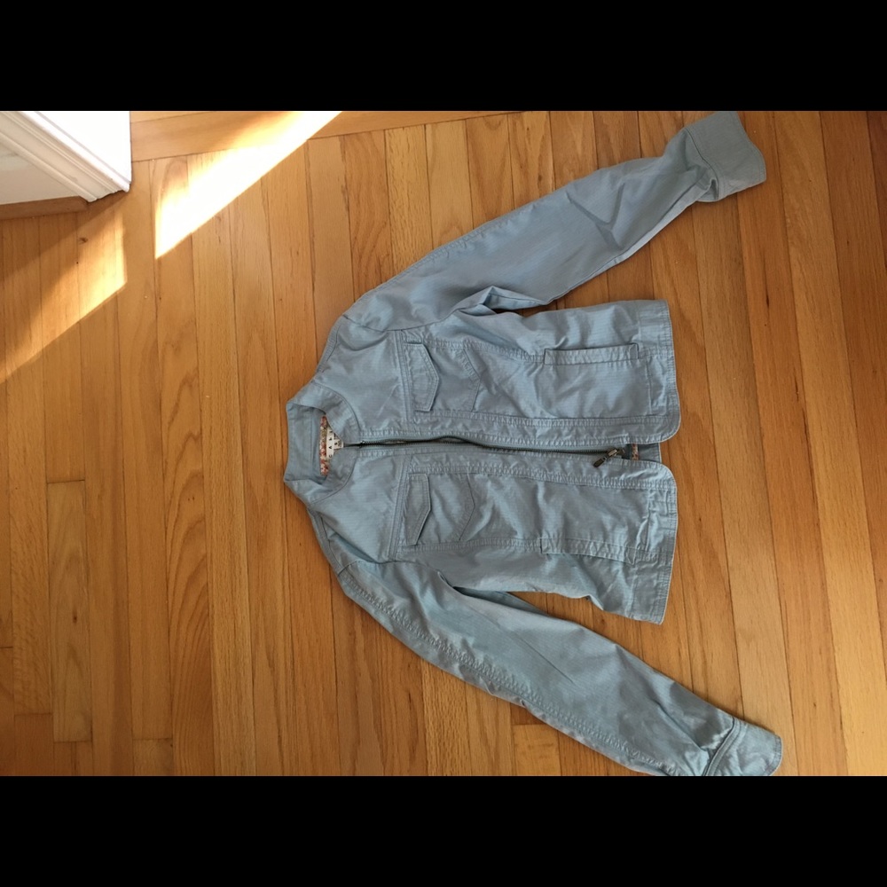 light blue moto jacket